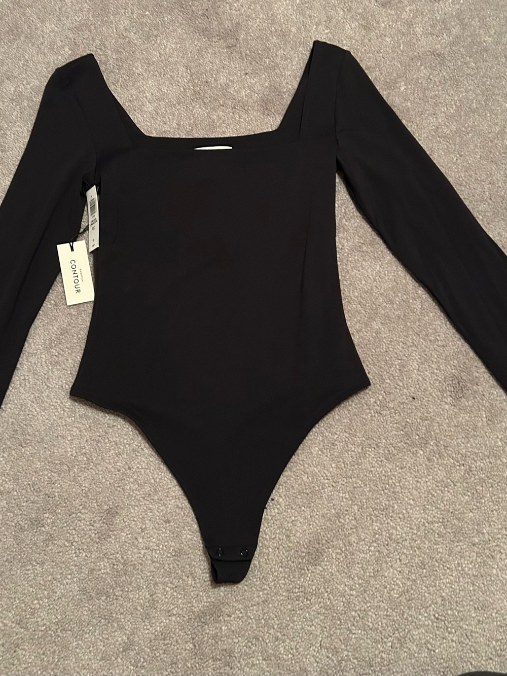 Aritzia Babaton Women’s Size Small Black Long-Sleeve Square Neck Bodysuit